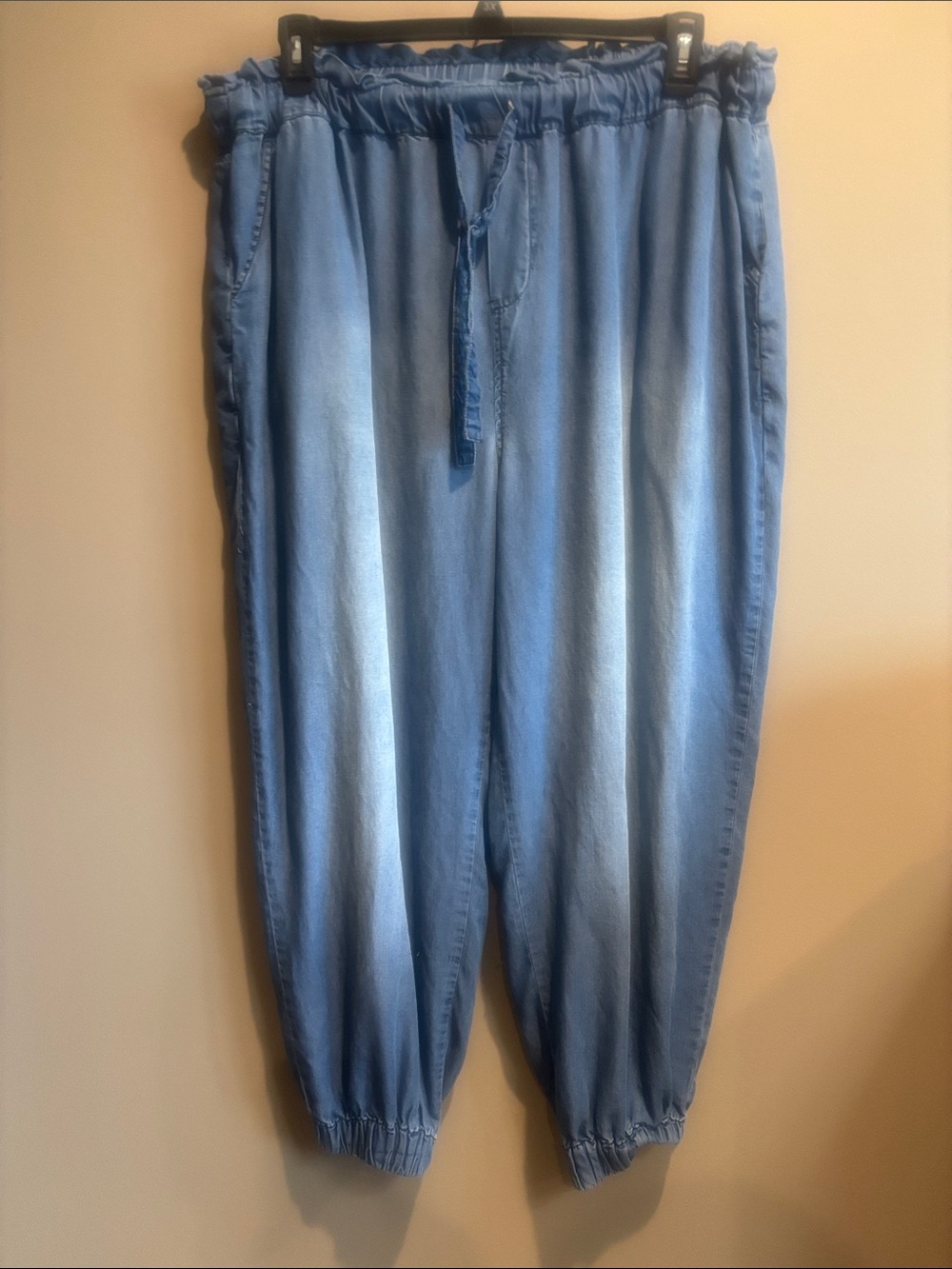 Light Wash Denim Jogger Pants